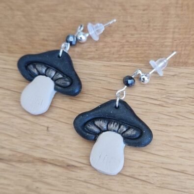 boucles d'oreille Champignons noir