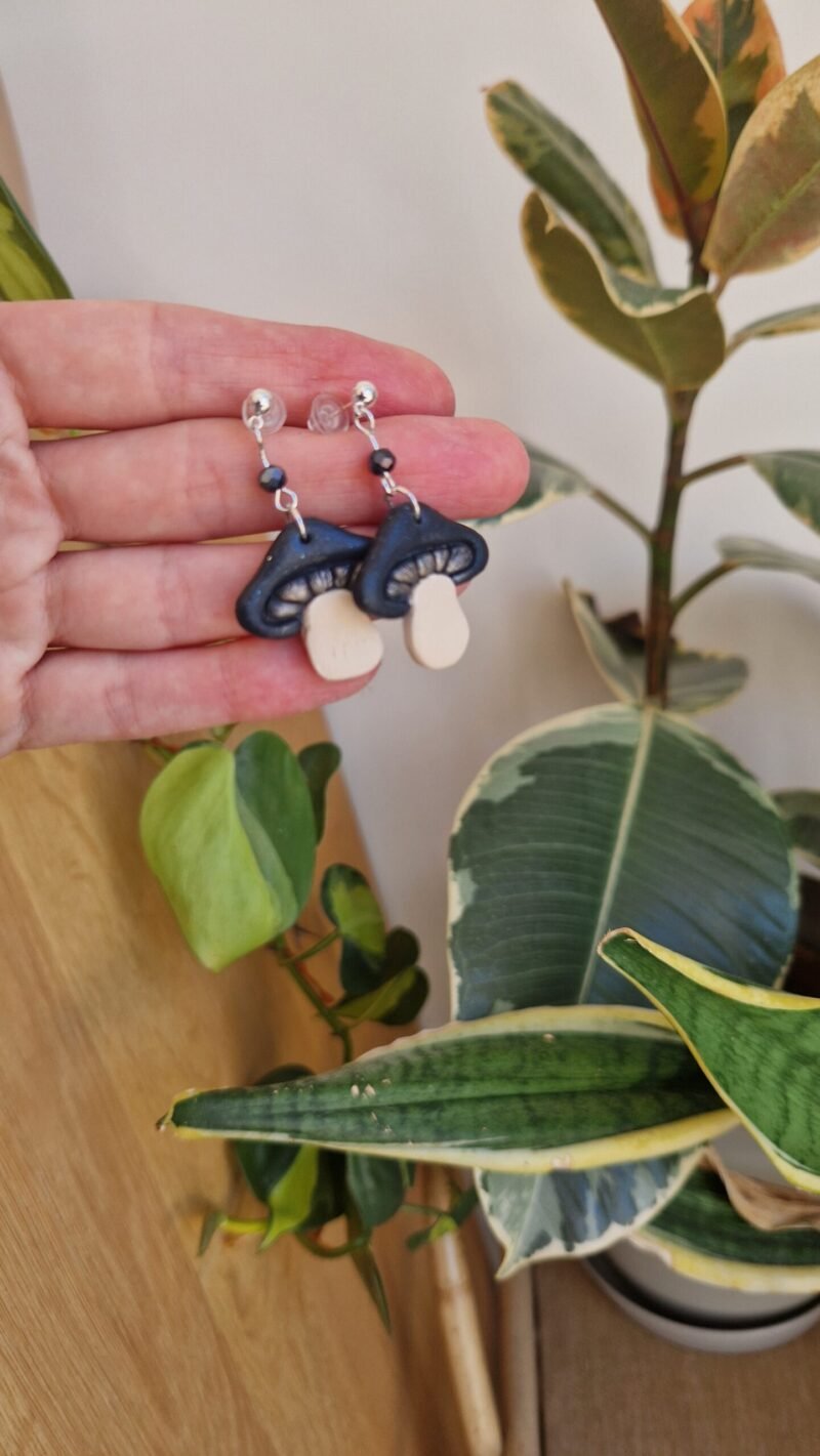 boucles d'oreille Champignons noir – Image 5