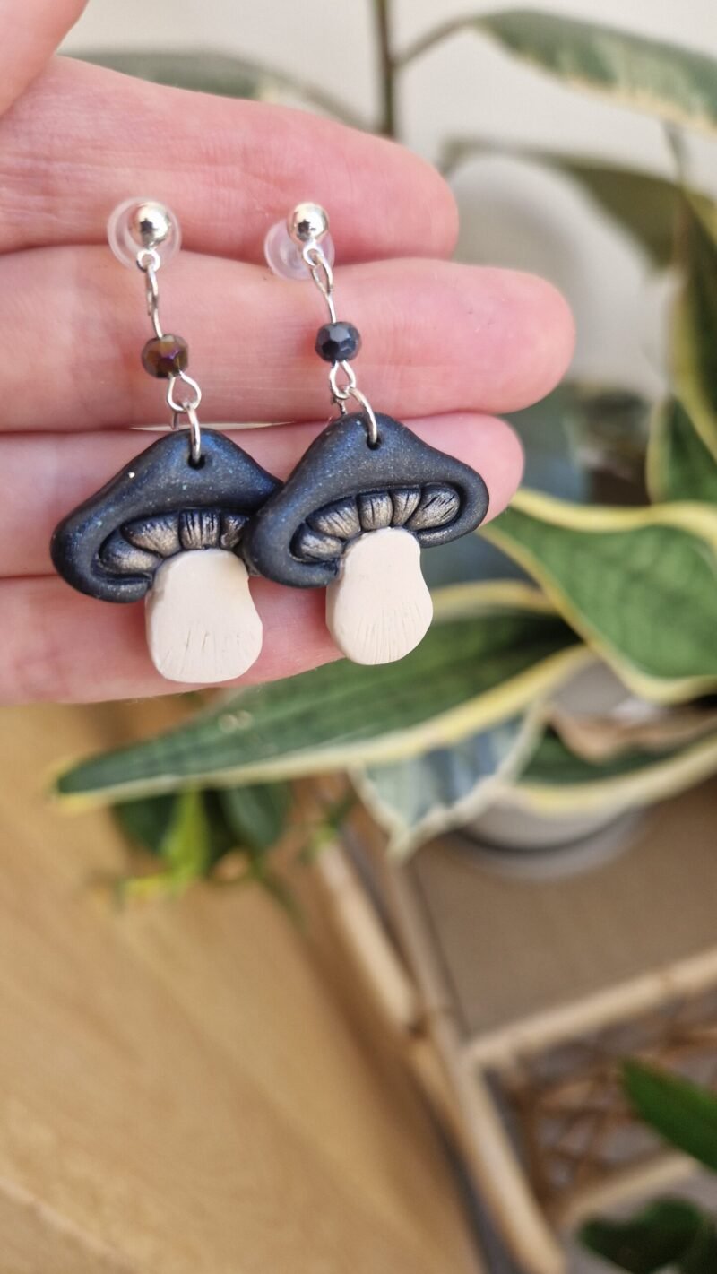 boucles d'oreille Champignons noir – Image 3