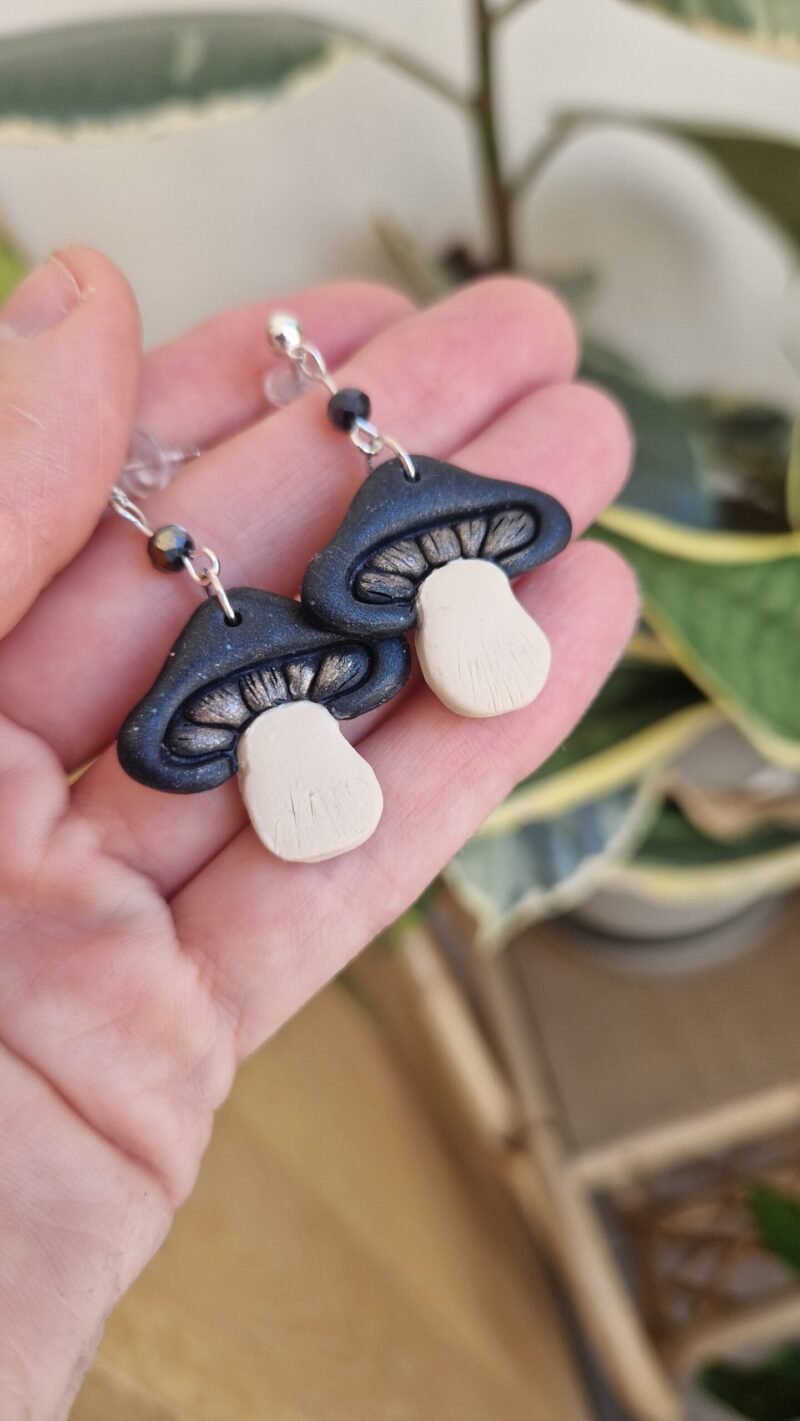 boucles d'oreille Champignons noir – Image 4