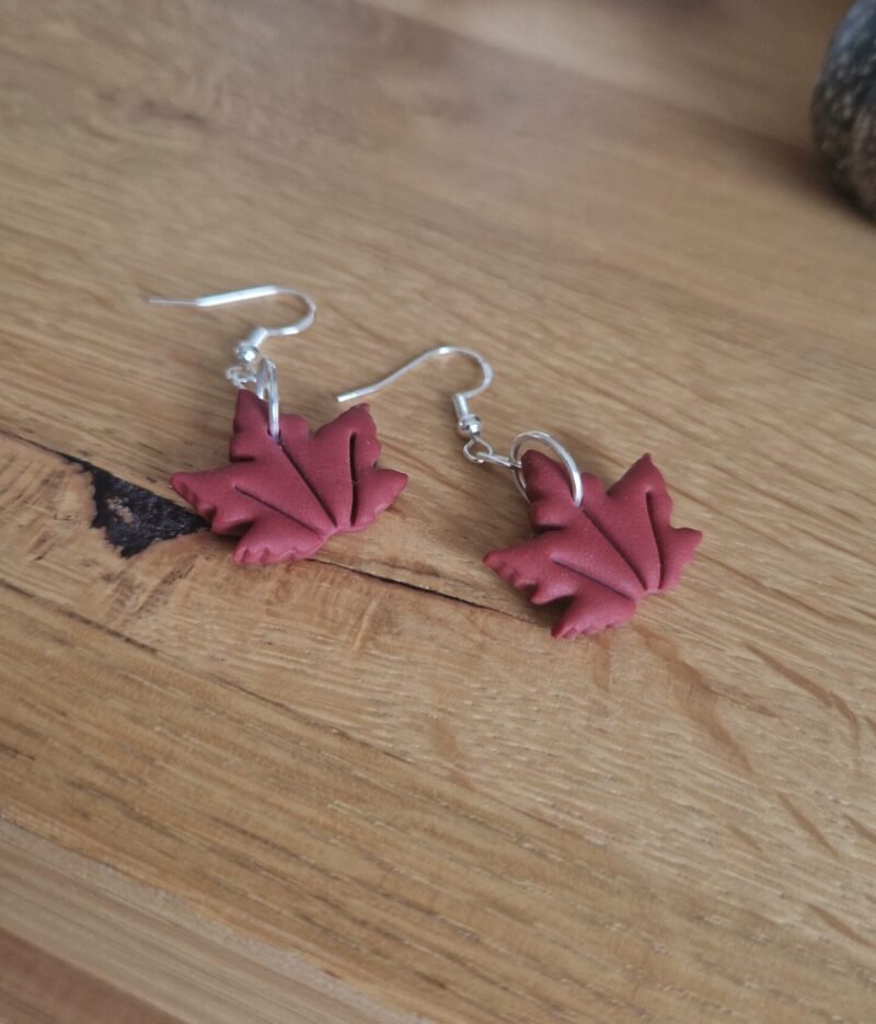 boucles d'oreille Feuilles d'érable rouge - argent – Image 3