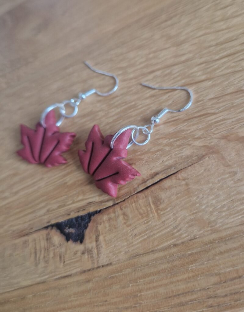 boucles d'oreille Feuilles d'érable rouge - argent – Image 2