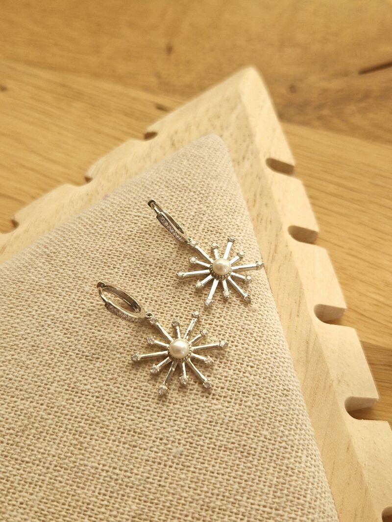 créoles en argent pendant étoiles et perle nacrée – Image 4