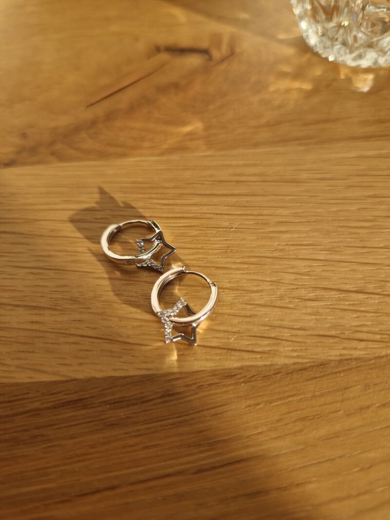 créoles en argent étoiles scintillantes – Image 4
