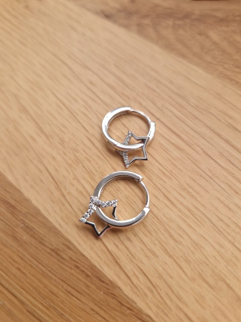 créoles en argent étoiles scintillantes – Image 3