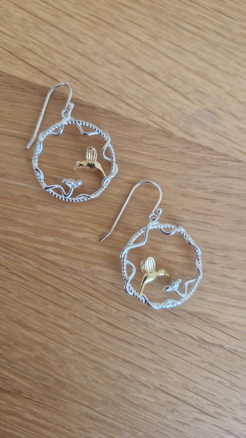 boucles d'oreilles oiseaux suspendus en Argent – Image 5