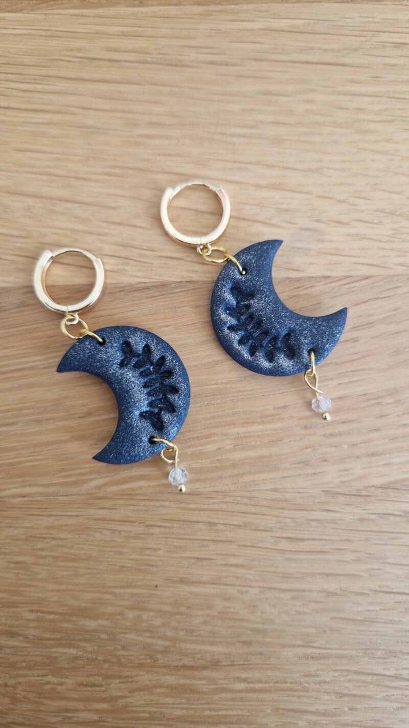 boucles d'oreilles Lunes bleu scintillantes – Image 2