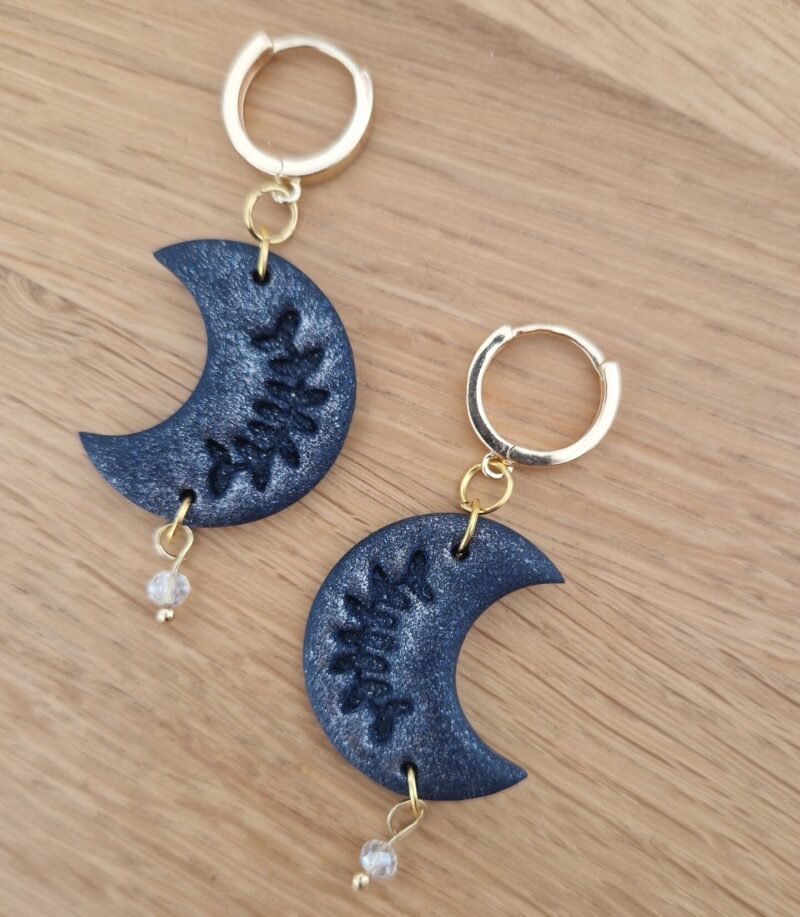 boucles d'oreilles Lunes bleu scintillantes