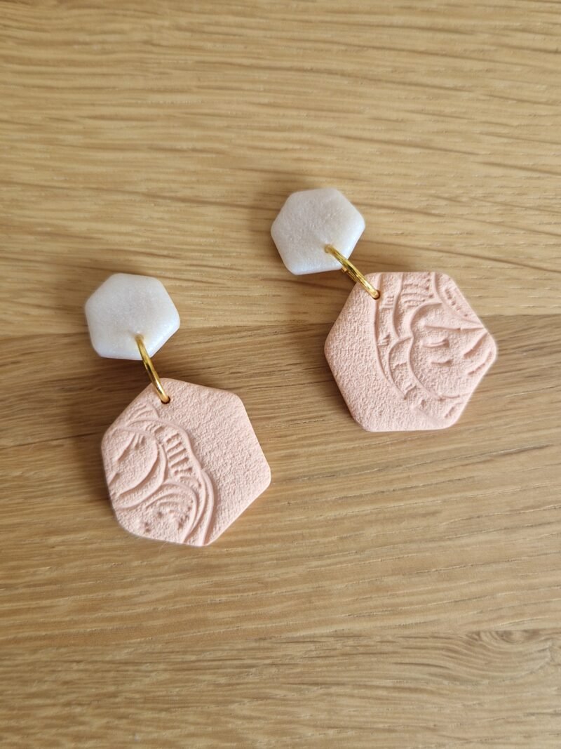 Boucles d'oreille Pêche impression botanique – Image 2