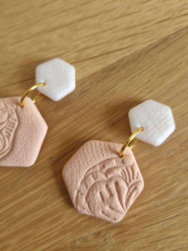 Boucles d'oreille Pêche impression botanique – Image 5