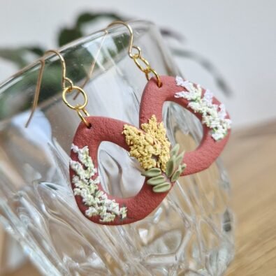 Boucles d'oreille terracotta fleurs montantes