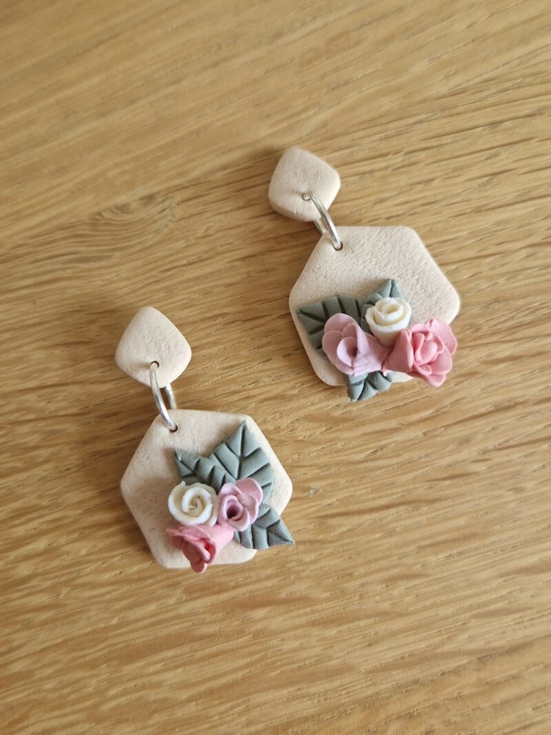 Boucles d'oreille bouquet de fleurs pastel