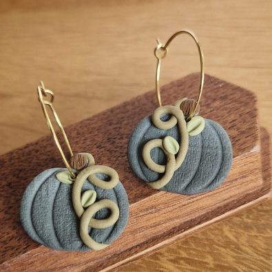 Boucles d’oreilles citrouilles aux tonalités de vert vegetal