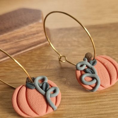 boucle d'oreille citrouilles orange pumpkin fait main en france