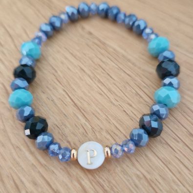 Bracelet Bleu de Brume – Bracelet fin en perles facettées personnalisable