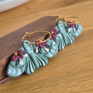 Boucles d’oreilles papillons de nuit – Vert amande douce