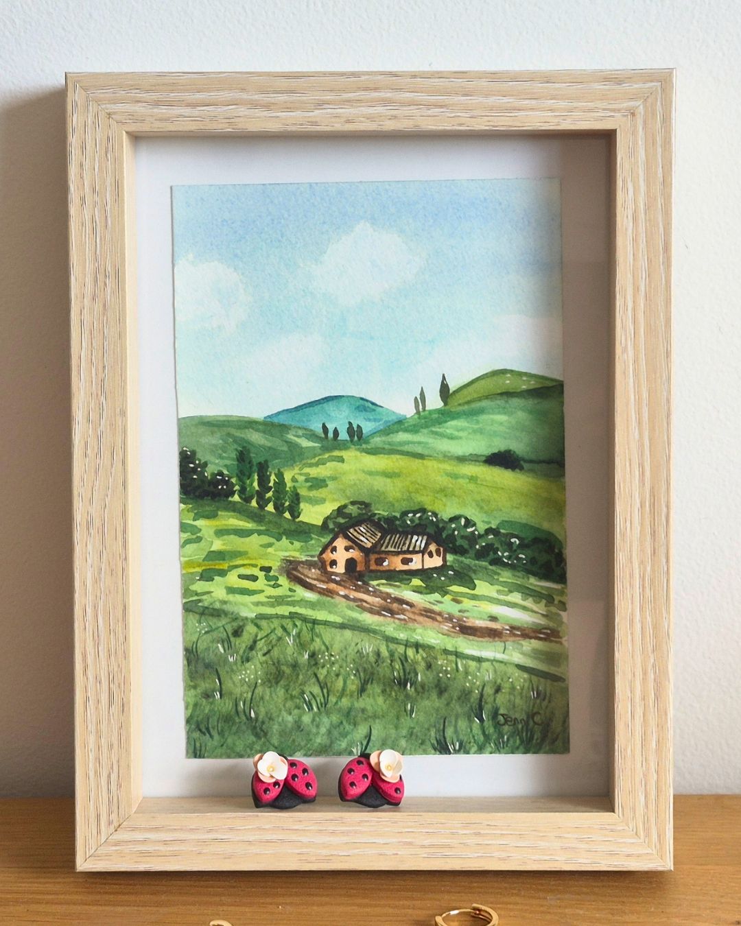 Illustration aquarelle originale – Cabane au cœur des collines – Image 8